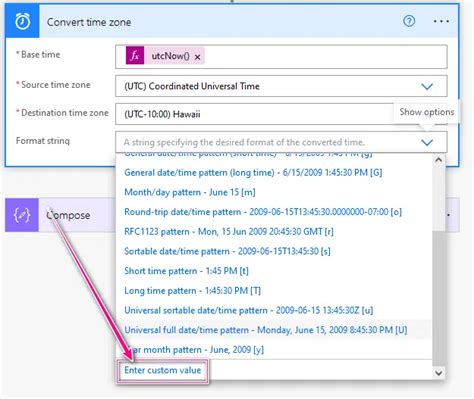 power automate convert time zone format