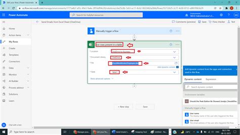 power automate email excel sheet