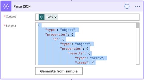 power automate parse json schema example