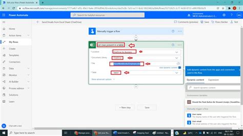 power automate to send email from excel list