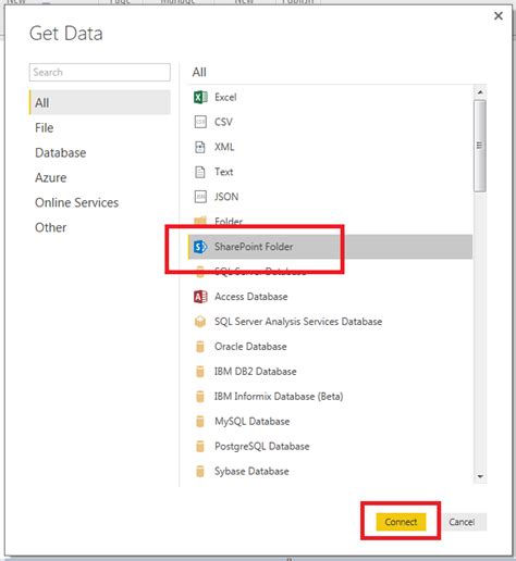 power bi not able to connect to sharepoint folder