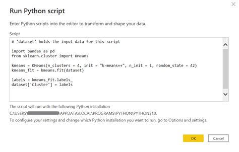 power bi run python script example