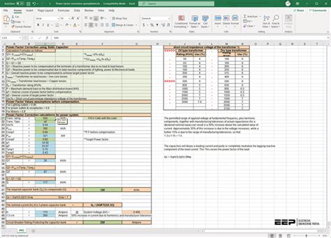 power factor calculation formula in excel
