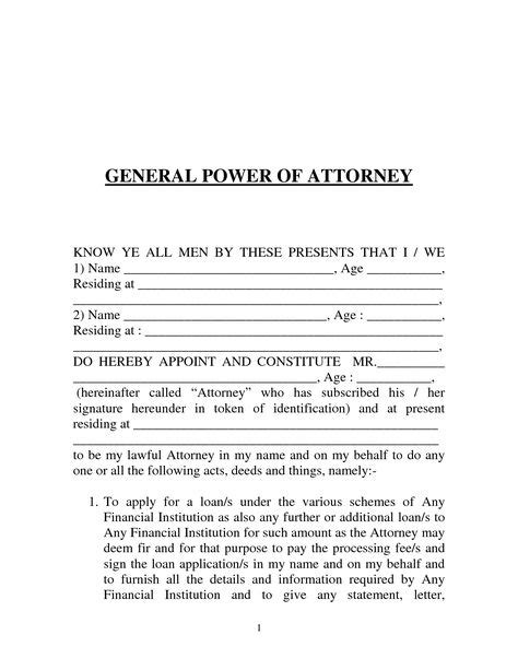 Free Printable Power of Attorney Form (GENERIC)