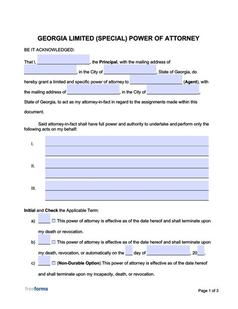 power of attorney form ga 2020