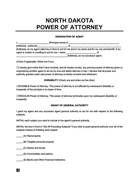 power of attorney in nd