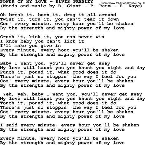Power Of My Love by Elvis Presley lyrics