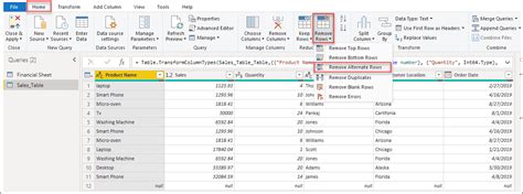 power query editor remove rows based on value