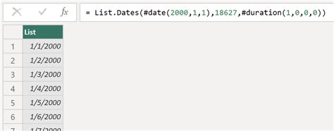 Power Query List.dates