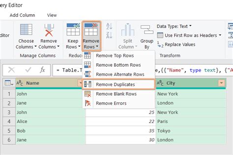 power query remove duplicates based on two columns