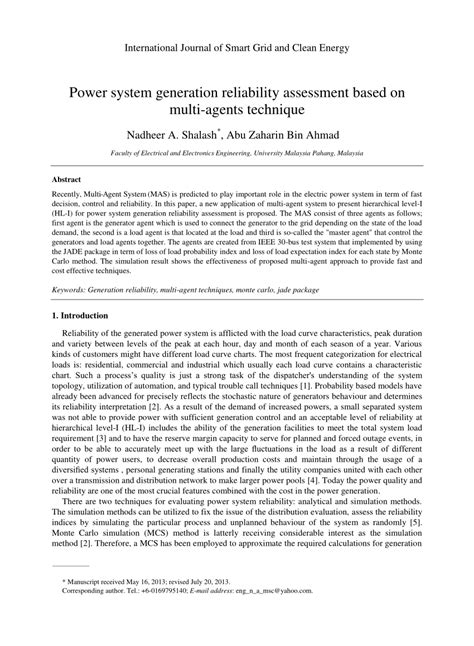 Power System Generation Reliability