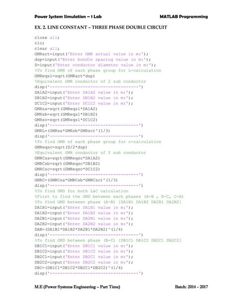 Power System Simulation Matlab Programs
