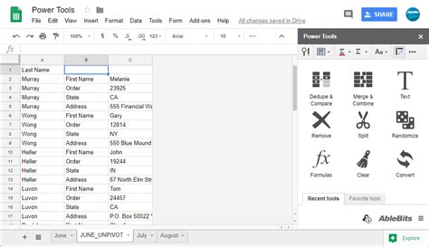 Power Tools In Google Sheets