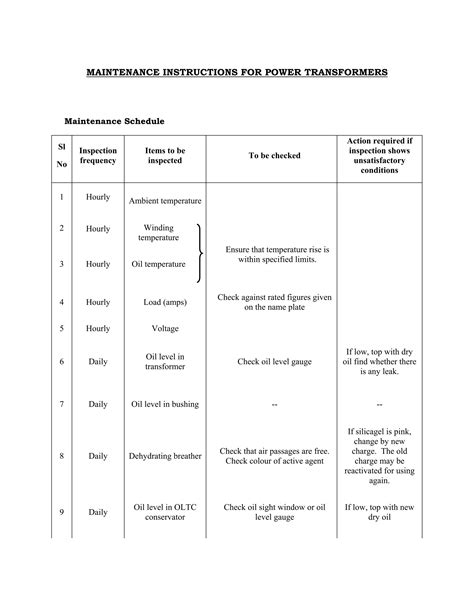 Power Transformer Maintenance Pdf