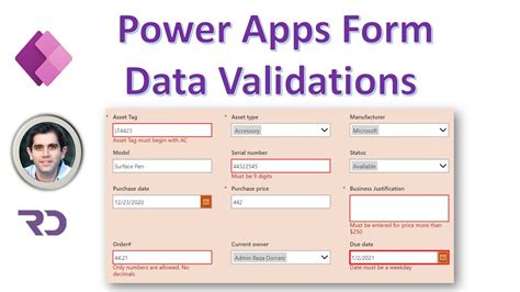 powerapps form custom validation