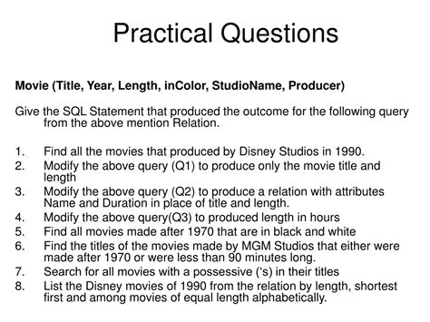 powerpoint presentation practical questions for students