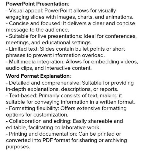 powerpoint presentation vs word format explanation