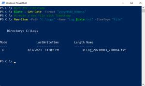 Powershell Create A File With Timestamp