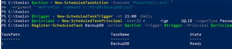 powershell create scheduled task with gmsa account