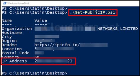 powershell get current public ip address
