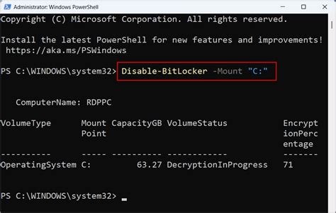 powershell script to remove bitlocker