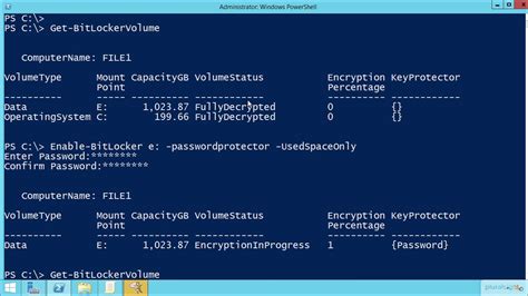 powershell script to start bitlocker encryption