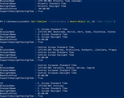 powershell set timezone automatically
