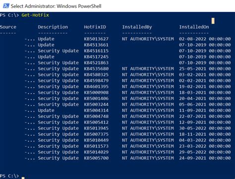Powershell Windows Patch List