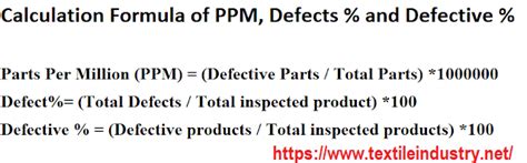 ppm formula in quality
