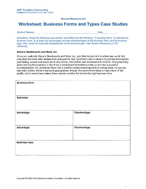 Practice Business Forms And Types Case Studies