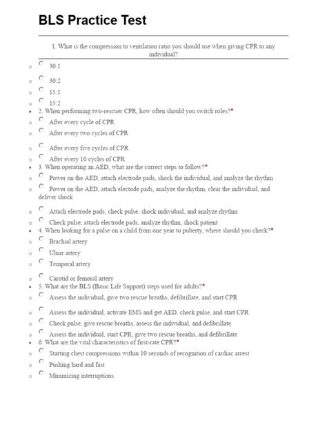 Practice Cpr Test Bls