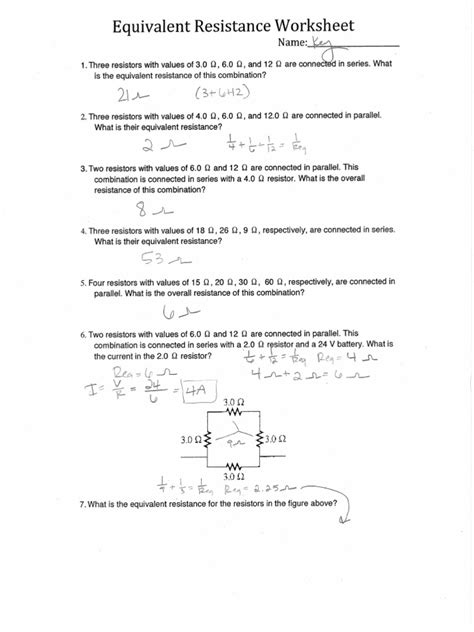 Practice Problems Calculating Resistance Printabl