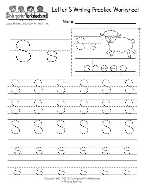 practice writing letter s printable template