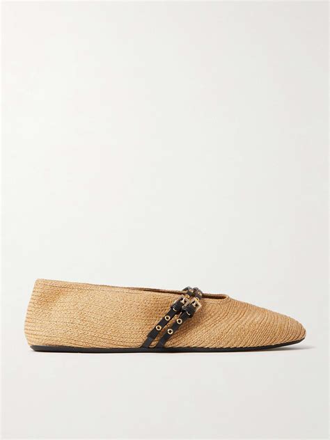 prada raffia ballet flats