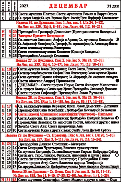 pravoslavni koledar za 2023