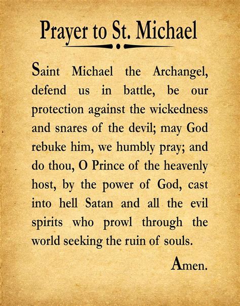 St. Michael the Archangel Prayer Holy Card Archangel