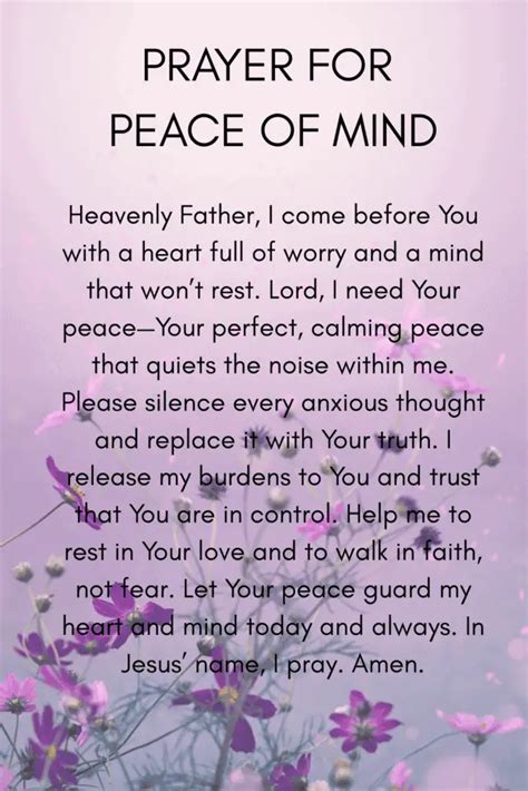 prayer for calm mind