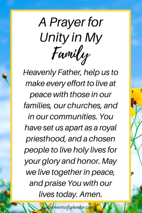 Prayer for Peace and Unity