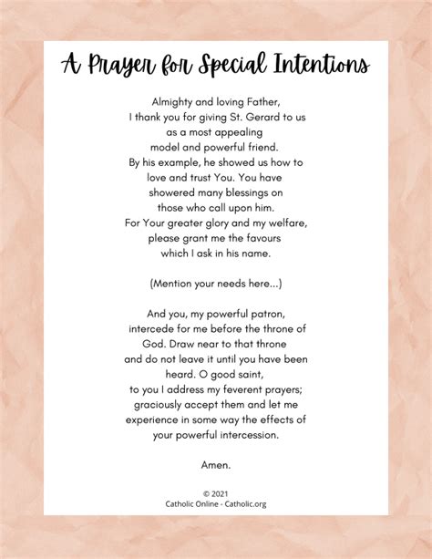 Prayer Intention Catholic