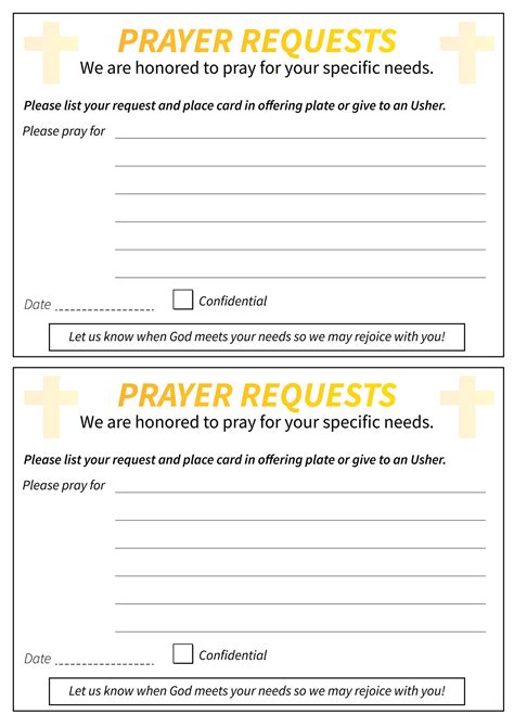 Prayer Request List Template