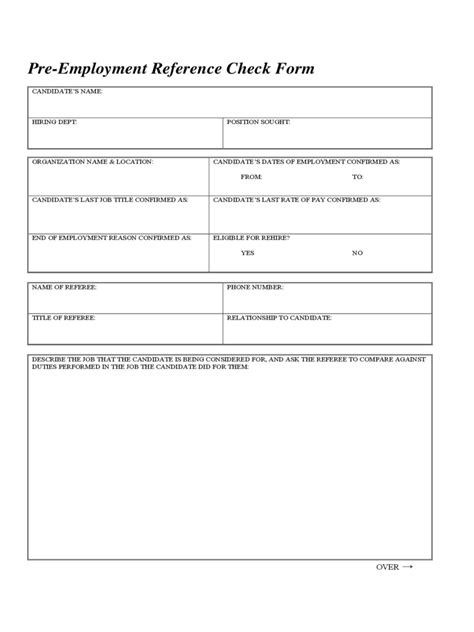 Printable Reference Check Form Template Printable Forms Free Online