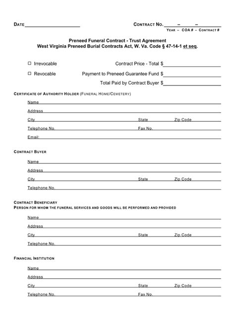 pre need funeral contract