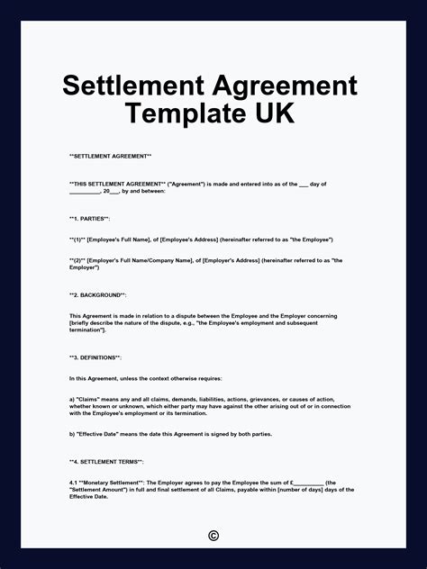 pre settlement agreement uk