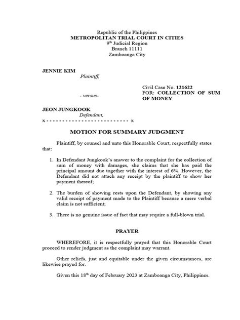 Pre-Discovery Motion For Summary Judgment