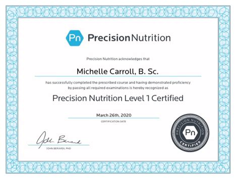 precision nutrition level 1 certified