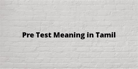 preliminary test meaning in tamil with example