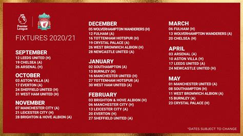 premier league liverpool schedule