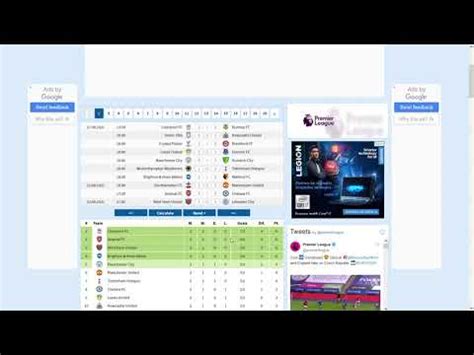 premier league table calculator sim