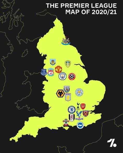 premier league teams map 2021