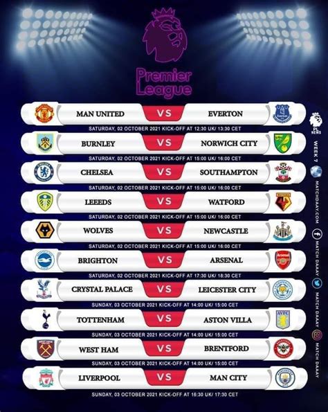 premier league this weekend fixtures